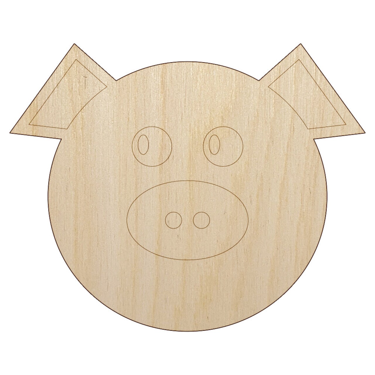 Cute Pig Face Unfinished Wood Shape Piece Cutout for DIY Craft Projects
